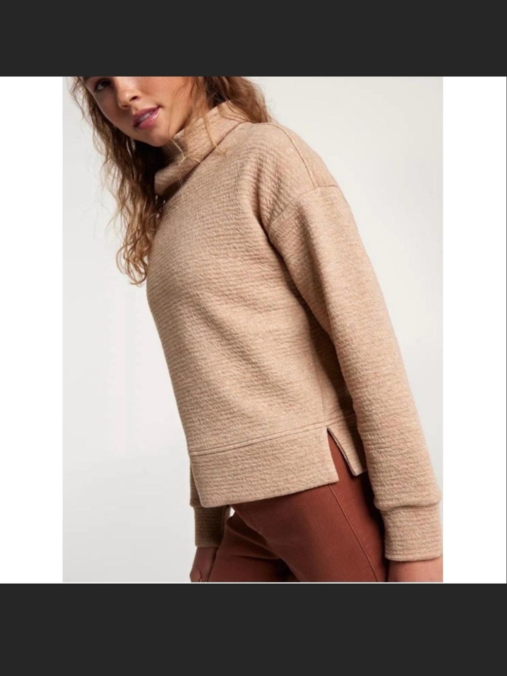 CALIA by Carrie Underwood Camel Ribbed Turtleneck Sweater
